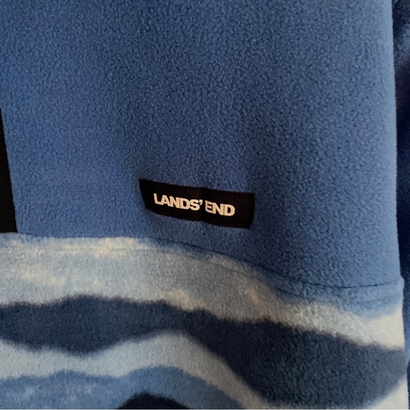 NWT Lands End Mens Heritage Fleece Snap Neck Pullover M Blue Navy Mountain Ombre - Picture 6 of 7